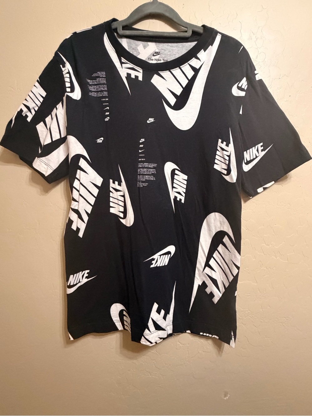 Nike Black & White Allover Logo Short Sleeve Tee